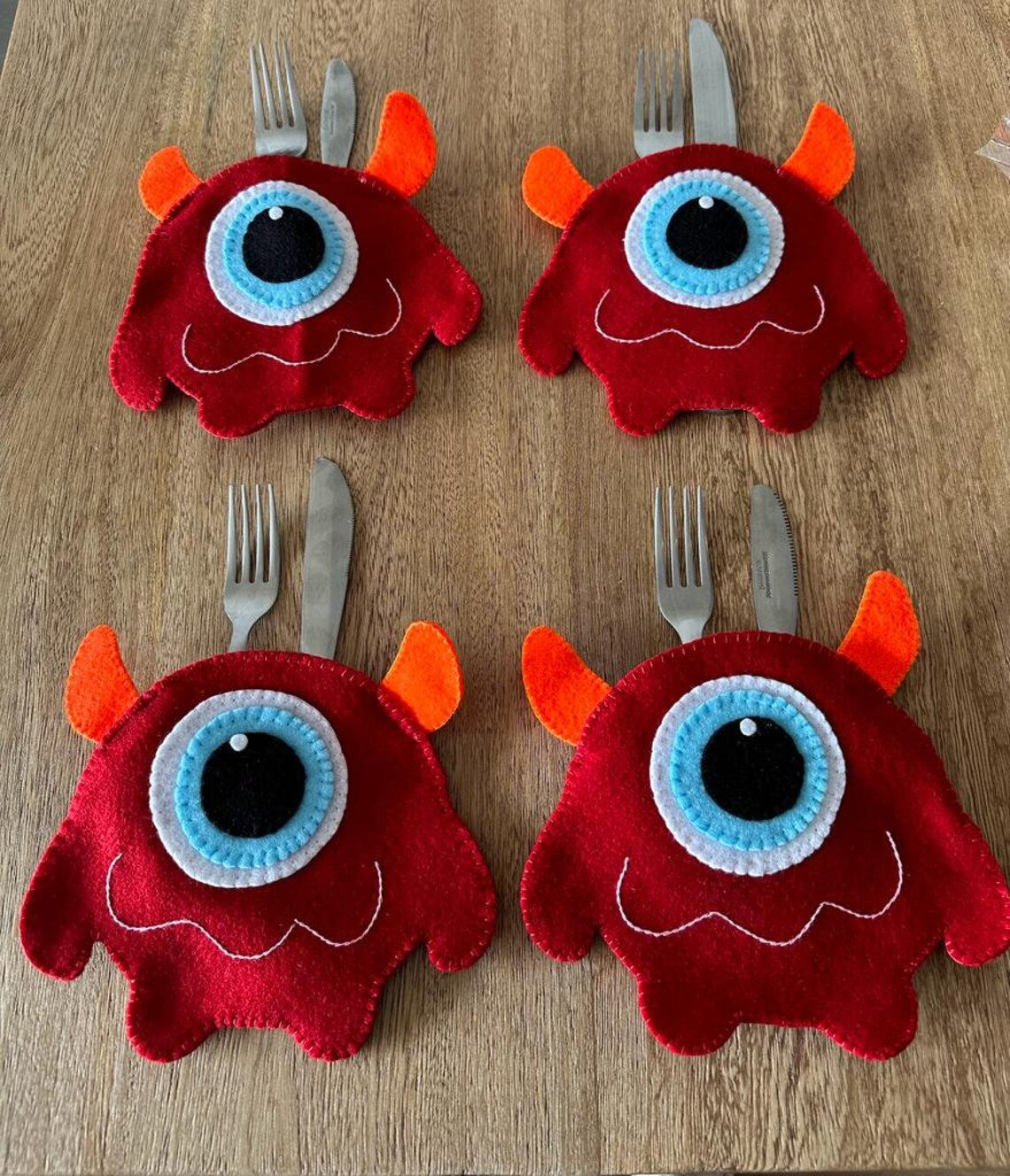 Halloween Monster Silverware Bag Set.