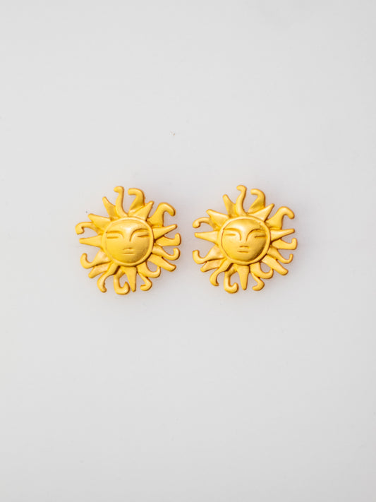 24K Gold Plated Pre-Columbian Muisca Sun Earrings.