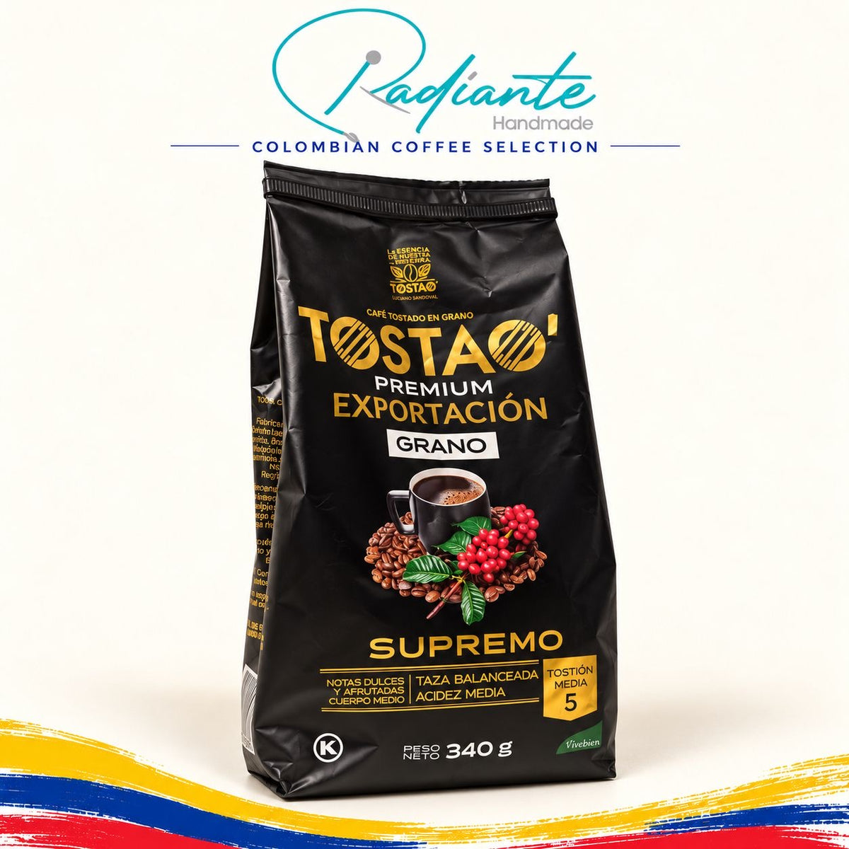 Tostao Supremo — 100% Colombian Arabica Whole Bean Coffee · 340 g