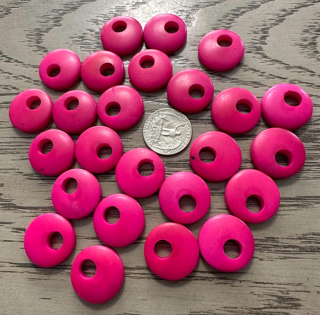 Tagua Donut Beads. 20 Pink Pieces.