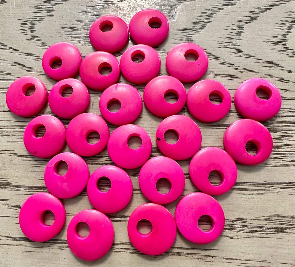 Tagua Donut Beads. 20 Pink Pieces.