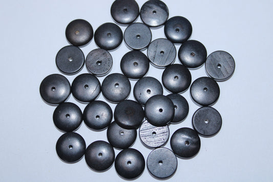 Tagua Donut Beads. 30 Mini Black Pieces.