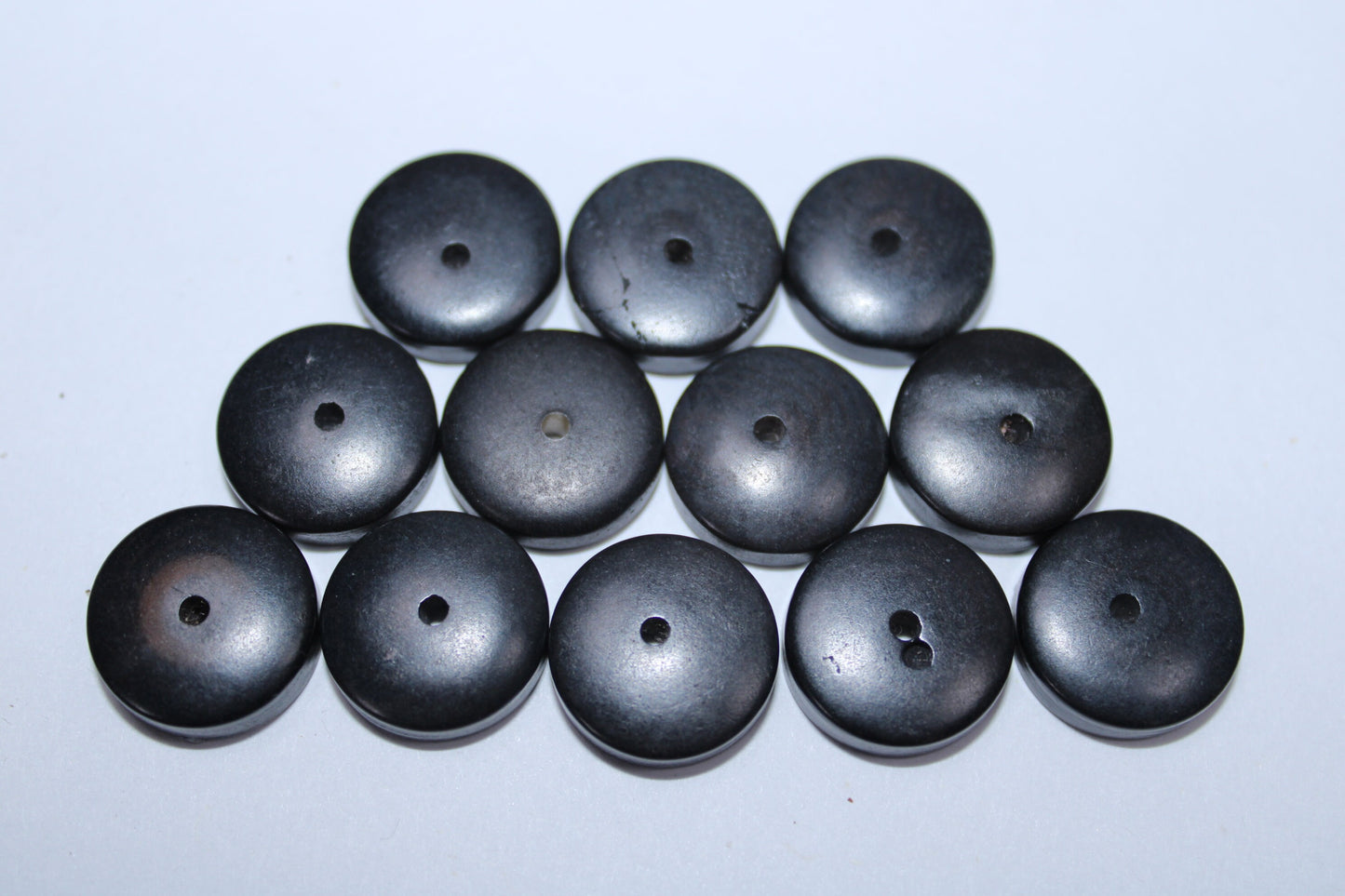 Tagua Donut Beads. 30 Mini Black Pieces.