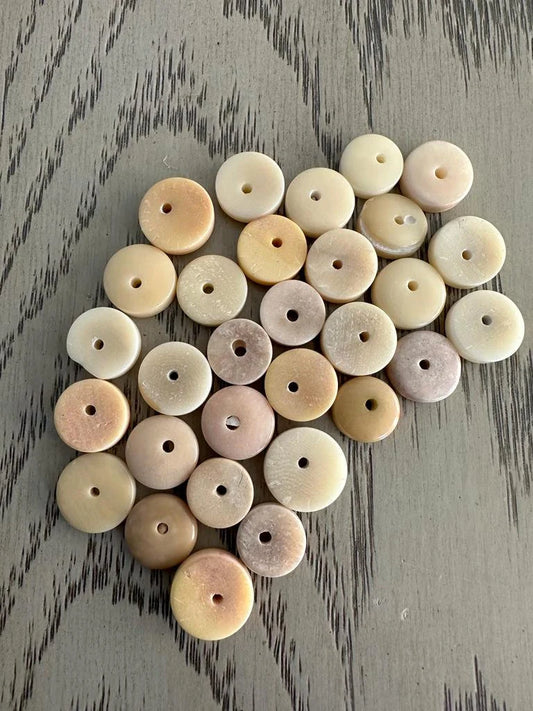 Tagua Donut Beads. 30 Mini Beige Pieces.