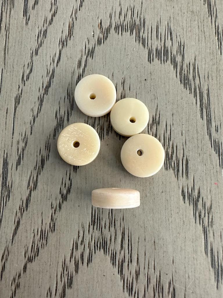 Tagua Donut Beads. 30 Mini Beige Pieces.