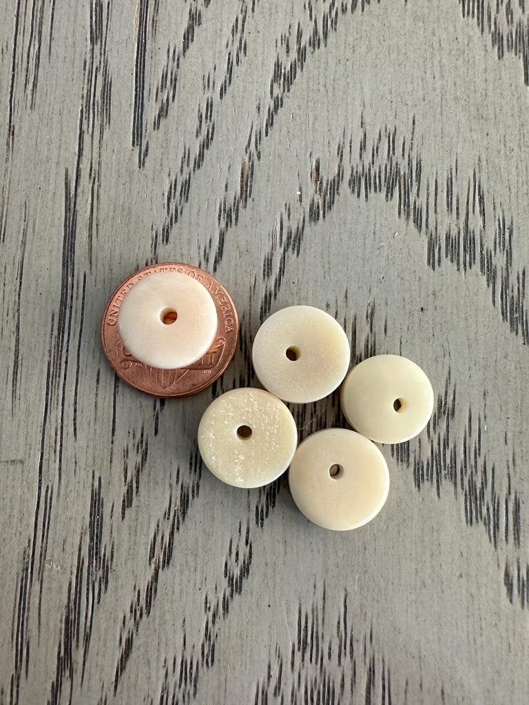 Tagua Donut Beads. 30 Mini Beige Pieces.