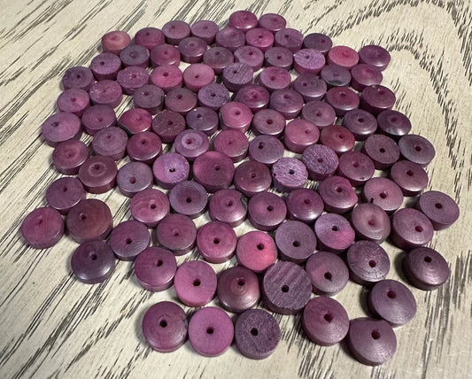 Tagua Donut Beads. 25 Mini Purple Pieces.