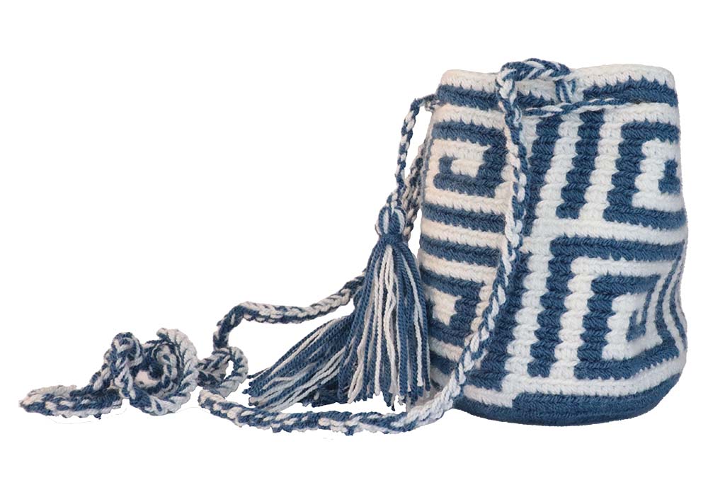 Wayuu Weaved Blue and White Mini Bag.