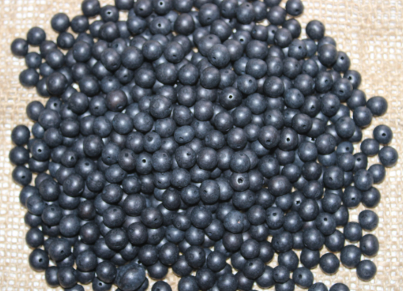 Black Beads Acai Seeds from the Colombian Amazonian Palm. Size: 1x1cm. Hole Size 1mm Approx. Natural Accounts. Pack of 200 Beads. TABlack01