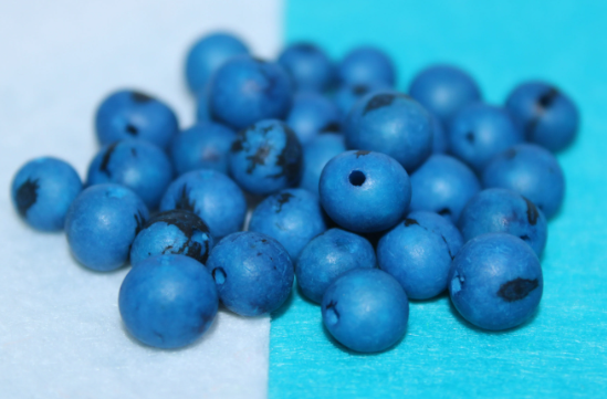 Cobalt Blue Beads Acai Seeds from the  Amazonian Palm. Size: 1x1cm. Hole Size 1mm Approx. Natural Accounts. Pack of 200 Beads. TABlue01