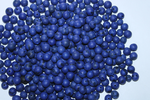 Navy blue beads Acai seeds from the Amazonian palm. Size: 1x1cm. Hole size 1mm approx. natural accounts. Pack of 200 beads. TABlue02