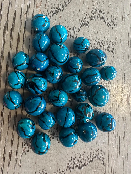 Natural Beads |Bombona Seed Beads| 30 Bombona Balls from Colombia. Blue Bombona Seeds. It’s Punctured Straight Through. TBBlue05