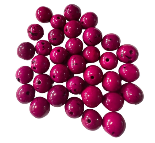 Natural Beads |Bombona Seed Beads| 30 Bombona Balls from Colombia. Fuchsia Bombona Seeds. It’s Punctured Straight Through. TBFuchsia02