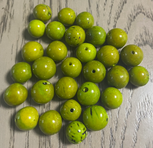 Natural Beads |Bombona Seed Beads| 30 Bombona Balls from Colombia. Green Bombona Seeds. It’s Punctured Straight Through. TBGreen01