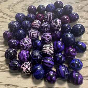 Natural Beads |Bombona Seed Beads| 20 Bombona in Colors Purple, Black and White Mix Patterned It’s Punctured Straight Through TBPMixcolors03