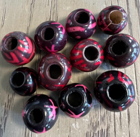 Natural Beads |Bombona Seed Beads| 25 Bombona Balls in Multicolored Patterned. It’s Punctured Straight Through. TBPMulticolored04