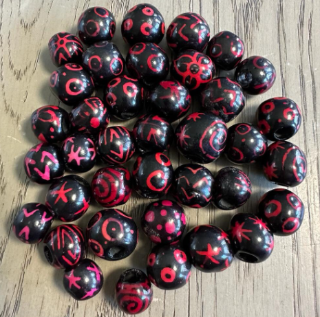 Natural Beads |Bombona Seed Beads| 25 Bombona Balls in Multicolored Patterned. It’s Punctured Straight Through. TBPMulticolored03