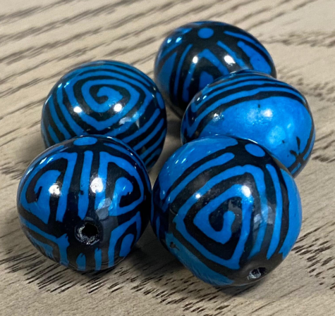 Natural Beads |Bombona Seed Beads| 30 Bombona Balls in Multicolored Patterned. It’s Punctured Straight Through. TBPMulticolored06