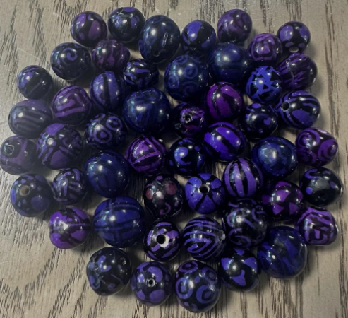Natural Beads |Bombona Seed Beads| 40 Bombona Balls in Multicolored Patterned. It’s Punctured Straight Through. TBPMulticolored01