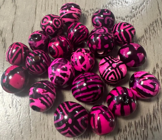 Natural Beads |Bombona Seed Beads| 40 Bombona Balls in Multicolored Patterned. It’s Punctured Straight Through. TBPMulticolored01