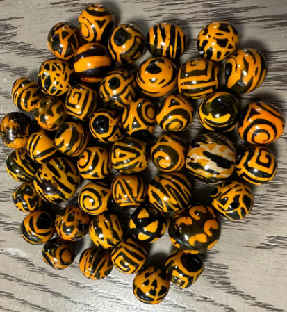 Natural Beads |Bombona Seed Beads| 40 Bombona Balls in Multicolored Patterned. It’s Punctured Straight Through. TBPMulticolored01