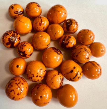 Natural Beads |Bombona Seed Beads| 30 Bombona Balls from Colombia. Orange Bombona Seeds. It’s Punctured Straight Through. TBOrange02