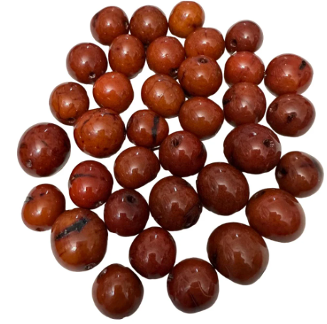 Natural Beads |Bombona Seed Beads| 30 Bombona Balls from Colombia. Burnt Orange Bombona Seeds. It’s Punctured Straight Through. TBOrange01