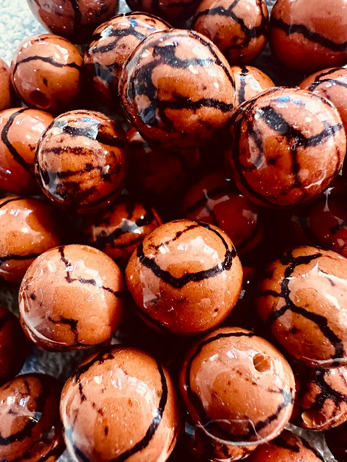 Natural Beads |Bombona Seed Beads| 30 Bombona Balls from Colombia. Orange Bombona Seeds. It’s Punctured Straight Through. TBOrange04