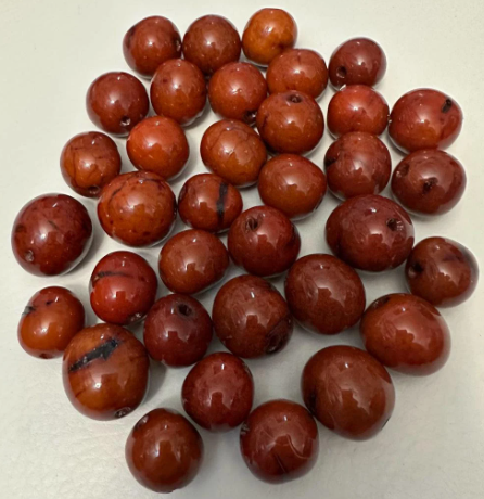 Natural Beads |Bombona Seed Beads| 30 Bombona Balls from Colombia. Burnt Orange Bombona Seeds. It’s Punctured Straight Through. TBOrange01