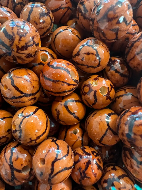 Natural Beads |Bombona Seed Beads| 30 Bombona Balls from Colombia. Orange Bombona Seeds. It’s Punctured Straight Through. TBOrange04