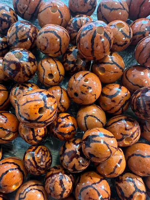 Natural Beads |Bombona Seed Beads| 30 Bombona Balls from Colombia. Orange Bombona Seeds. It’s Punctured Straight Through. TBOrange04