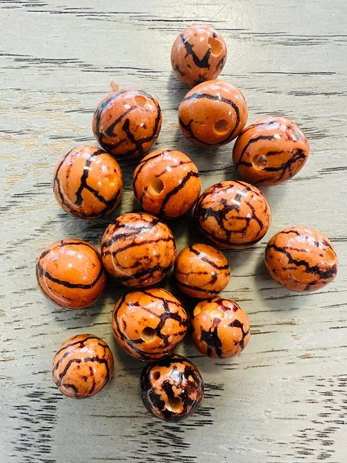 Natural Beads |Bombona Seed Beads| 30 Bombona Balls from Colombia. Orange Bombona Seeds. It’s Punctured Straight Through. TBOrange04