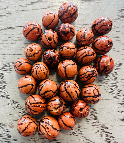 Natural Beads |Bombona Seed Beads| 30 Bombona Balls from Colombia. Orange Bombona Seeds. It’s Punctured Straight Through. TBOrange04
