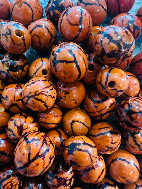Natural Beads |Bombona Seed Beads| 30 Bombona Balls from Colombia. Orange Bombona Seeds. It’s Punctured Straight Through. TBOrange04
