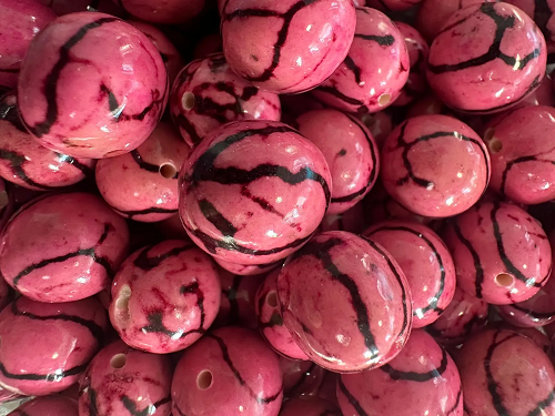 Natural Beads |Bombona Seed Beads| 30 Bombona Balls from Colombia. Pink Bombona Seeds. It’s Punctured Straight Through. TBPink01