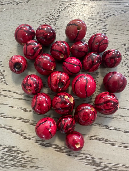 Natural Beads |Bombona Seed Beads| 20 Bombona Balls from Colombia. Red Bombona Seeds. It’s Punctured Straight Through. TBRed02