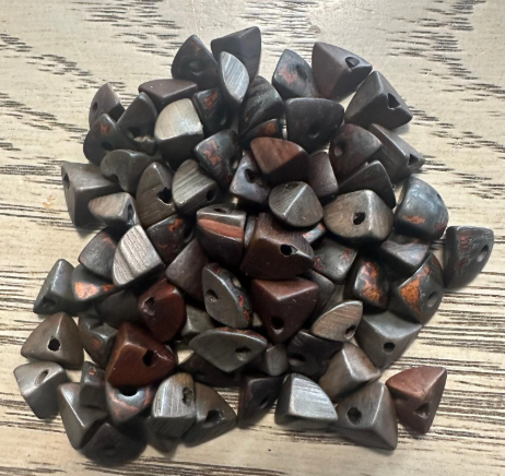Tagua Nut Seed Beads 100 Twisted Pyramid Puff Beads in Brown. 1-2 cm approx. Sustainable Spacing Spacer Jewelry Making Irregular. TBTBrown02