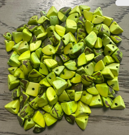 Tagua Nut Seed Beads 100 Twisted Pyramid Puff Beads in Brown. 1-2 cm approx. Sustainable Spacing Spacer Jewelry Making Irregular. TBTGreen01