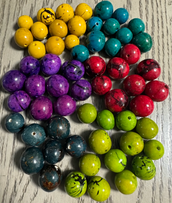 Natural Beads |Bombona Seed Beads| 60 set bombona beads. 60 beads in six colors. It’s Punctured Straight Through. TBMulticolored02