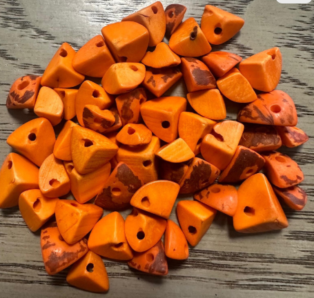 Tagua Nut Seed Beads 100 Twisted Pyramid Puff Beads in Orange 1-2 cm approx. Sustainable Spacing Spacer Jewelry Making Irregular TBTOrange03