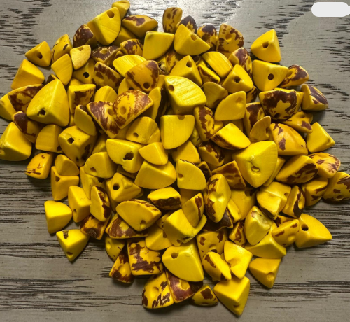Tagua Nut Seed Beads 100 Twisted Pyramid Puff Beads in Yellow. 1-2 cm approx. Sustainable Spacing Spacer Jewelry Making Irregular. TBTYellow01