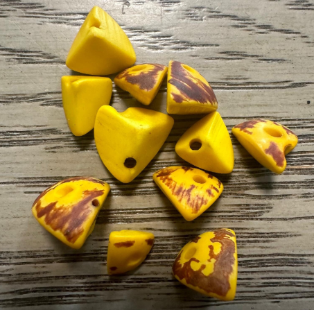 Tagua Nut Seed Beads 100 Twisted Pyramid Puff Beads in Yellow. 1-2 cm approx. Sustainable Spacing Spacer Jewelry Making Irregular. TBTYellow01