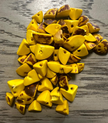 Tagua Nut Seed Beads 100 Twisted Pyramid Puff Beads in Yellow. 1-2 cm approx. Sustainable Spacing Spacer Jewelry Making Irregular. TBTYellow01