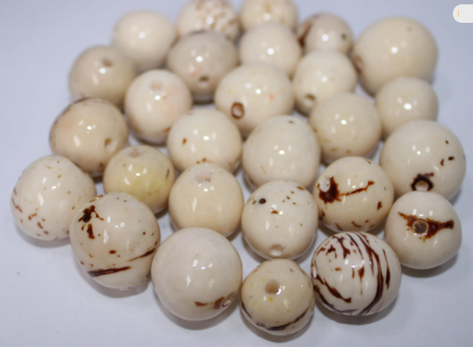 Natural Beads |Bombona Seed Beads| 20 Bombona Balls from Colombia. White Bombona Seeds. It’s Punctured Straight Through. TBWhite01