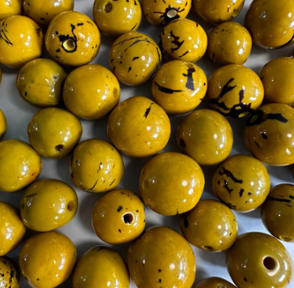 Natural Beads |Bombona Seed Beads| 30 Bombona Balls from Colombia. Yellow Bombona Seeds. It’s Punctured Straight Through. TBYellow01