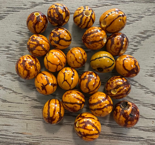Natural Beads |Bombona Seed Beads| 20 Bombona Balls from Colombia. Yellow Bombona Seeds. It’s Punctured Straight Through. TBYellow05