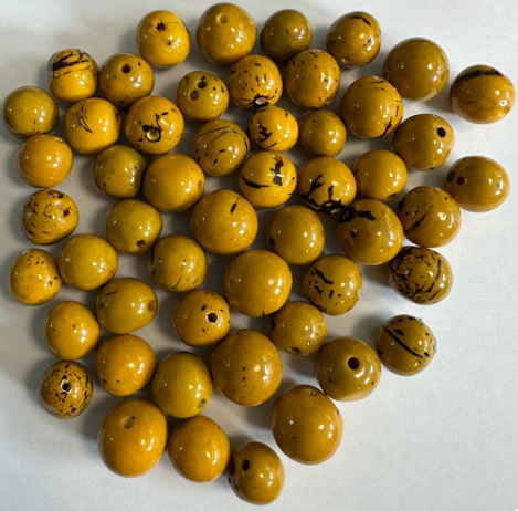 Natural Beads |Bombona Seed Beads| 30 Bombona Balls from Colombia. Yellow Bombona Seeds. It’s Punctured Straight Through. TBYellow01
