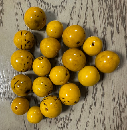 Natural Beads |Bombona Seed Beads| 30 Bombona Balls from Colombia. Yellow Bombona Seeds. It’s Punctured Straight Through. TBYellow01