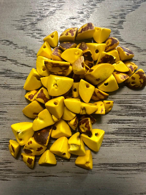Tagua Nut Seed Beads 100 Twisted Pyramid Puff Beads in Yellow. 1-2 cm approx. Sustainable Spacing Spacer Jewelry Making Irregular. TCYellow01