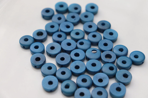 Tagua Nut Beads | 40 mini discs of tagua in blue tones color. Center drilled. Size: 1 cm. approx. TDSBlue03